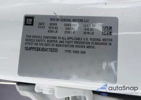 2013 Buick Verano z USA, uszkodzony, nr VIN 1G4PP5SK4D4170233